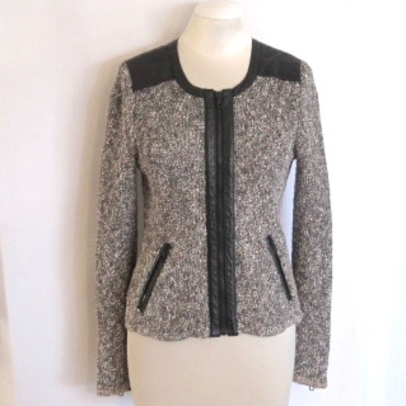 Rag & Bone Lori Tweed Leather Trim Moto Jacket - Picture 5 of 15